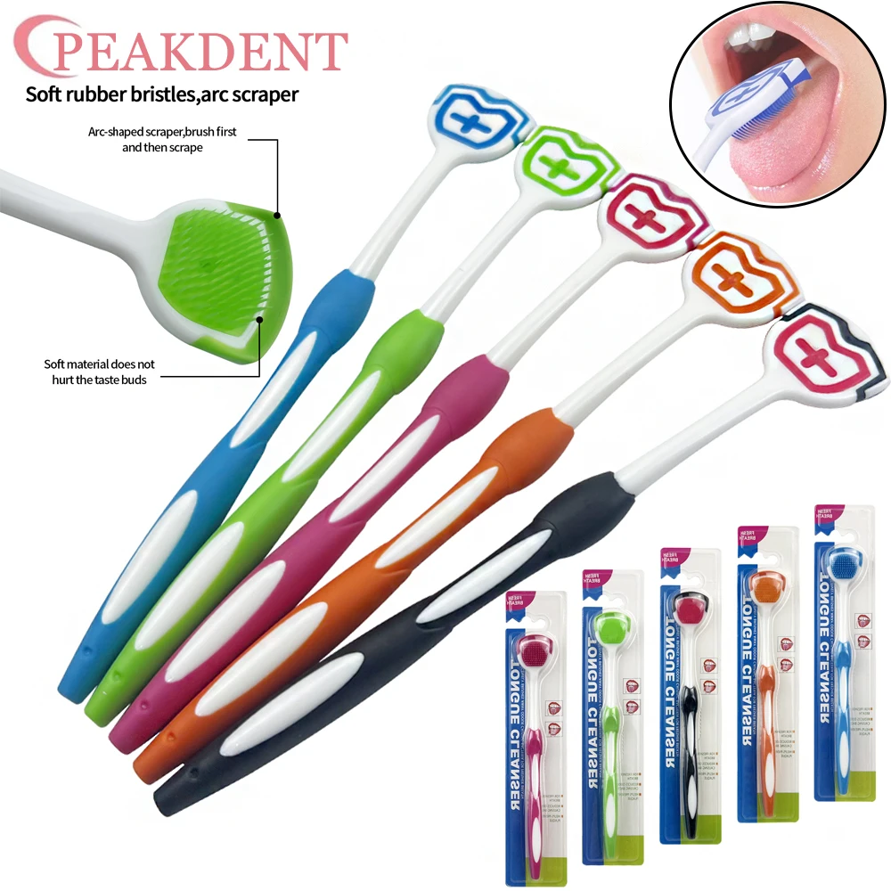 5 pcs Oral Care Food Grade Soft Silicone Tongue Brush Oral Cleaning Brushes Cleaner Fresh Breath Cleaning the Surface of Tongue