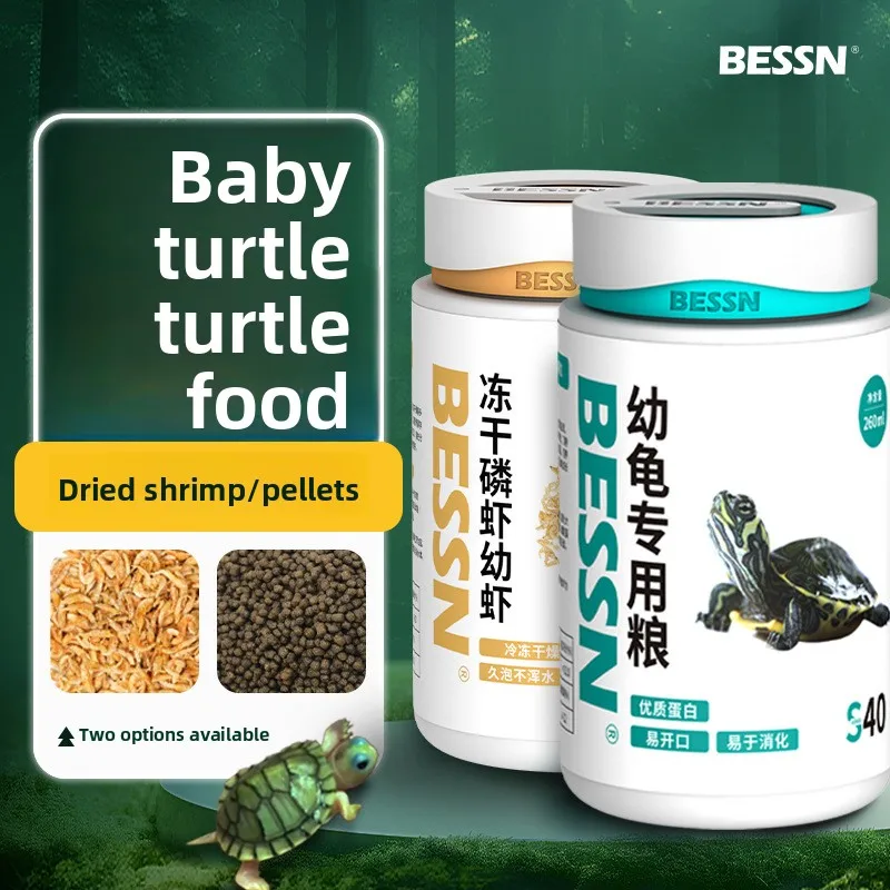 

BESSN All-Stage Turtle Food with Shrimp - Universal Pellets for Baby Turtles, Red-Eared Slider, Map Turtle & Aquatic Species