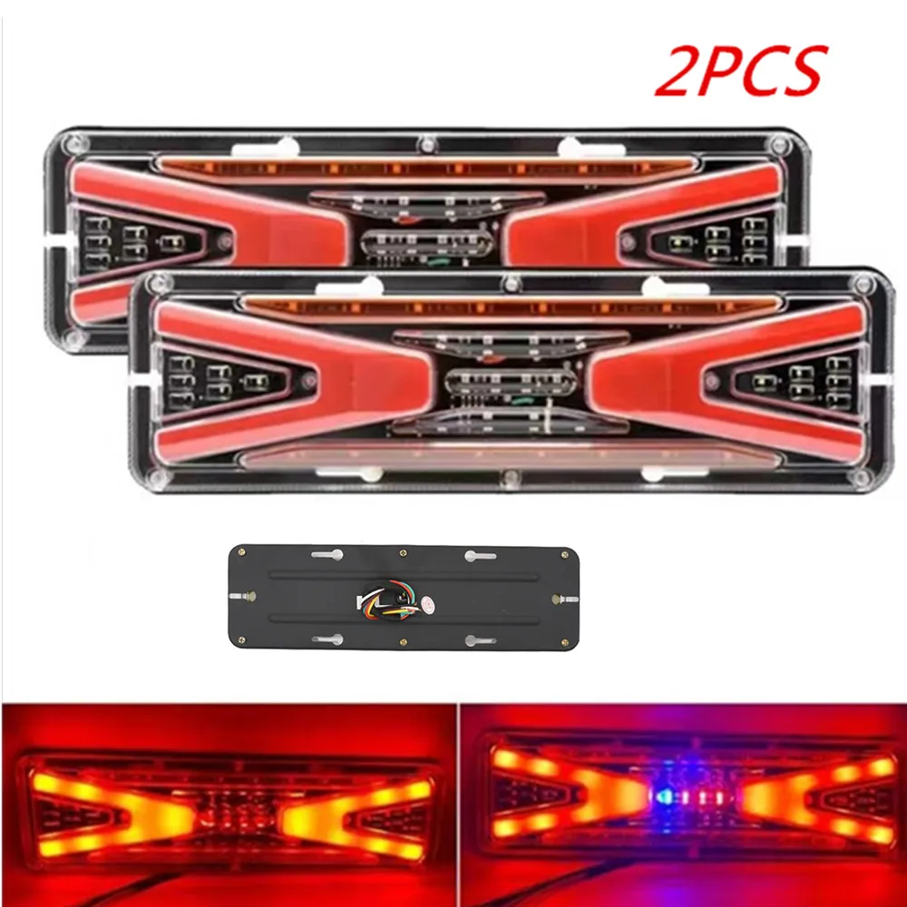 

2PCS Truck Rear Tail Flowing Warning Tail Lights Truck side indicator Trailer Rear light LED Car Signal Brake Lamp Universal