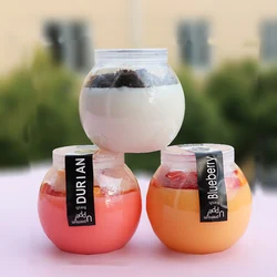 25pcs High quality 160ml PET plastic packaging yogurt pudding jelly small bottle party diy dessert packaging cups with lids