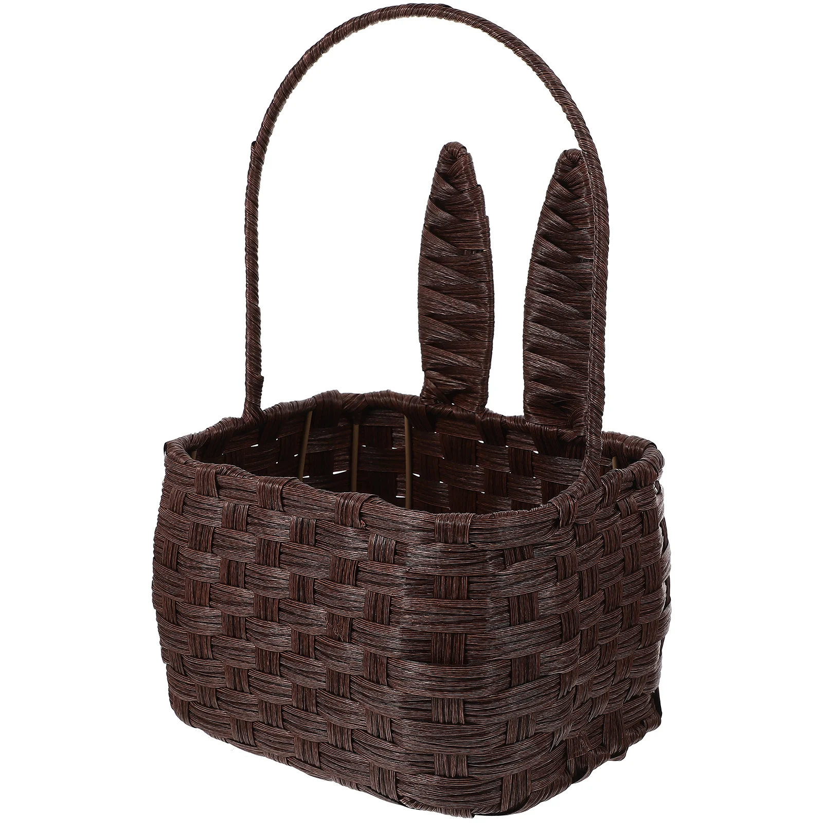 

Premium Rabbit Ear Handle Basket Handcrafted Rattan Style Storage Box for Desktop Home Organization Decorative Display Tray