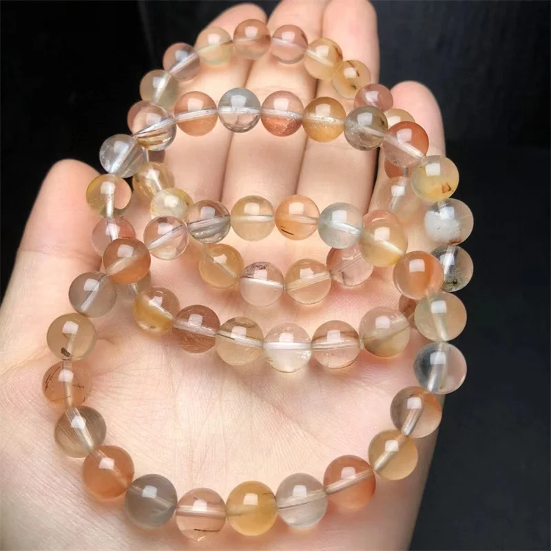 

Natural Colored Rabbit Hair Quartz Bracelet Accessories Luxury Jewelry Adjustable Chain Quartz Crystal Stone Bangle 1pcs