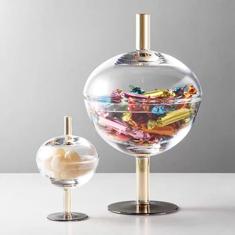 Transparent Crystal Glass Candy Storage Box with High Foot Sealed Jar Multi-Functional Storage for Nuts Coffee Beans and Spices