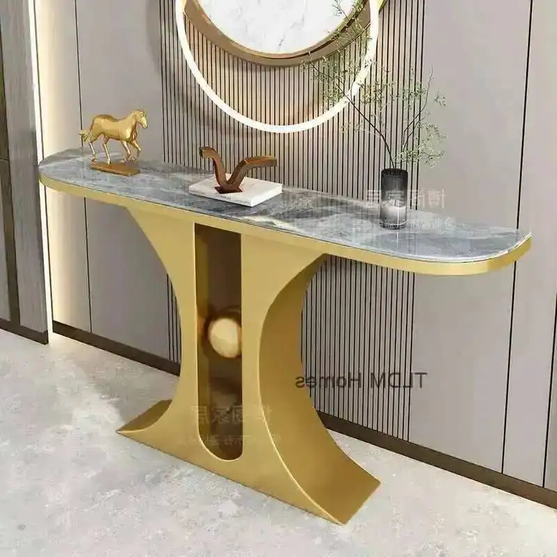 Mesa Tavolo de diseño para pasillo, mesas de consola Glamour de lujo de Metal, entrada de mármol moderna, muebles de esquina para sala de estar Quadrato