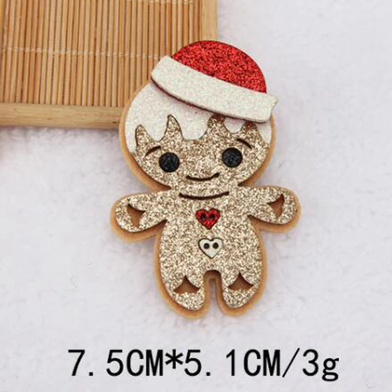 20Pcs/lot Cartoon Glitter Christmas Series Patches DIY Christmas Headband Headwear Decorative Accessories Handmade Material