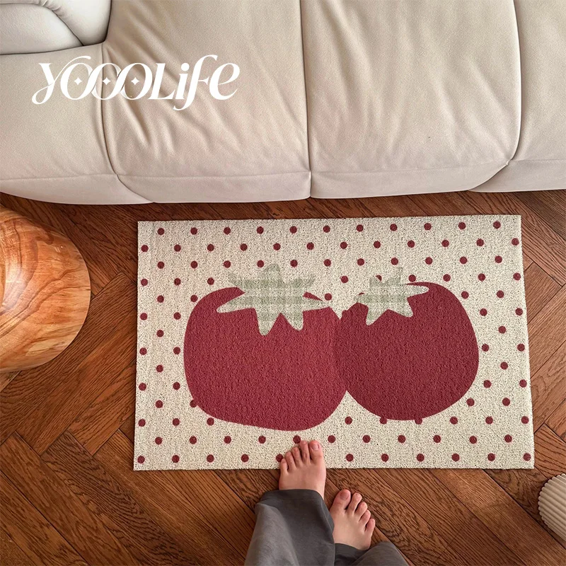 Tomato Small Size Floor Mat Bedroom Indoor 40*60 Doormat Non-slip PVC Easy Clean Dust Removal Carpet Ins Style Girls Home Decor