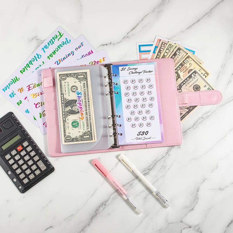 Envelope Savings Challenge A6 Loose-Leaf Binder Budget Binder With Cash Envelopes Money Organizer System