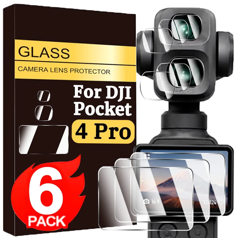 Pocket4P Tempered Glass for DJI OSMO Pocket 4 Pro 1/2/3Set Lens Screen Protectors for Pocket 4P Camera HD Clear Protective Film