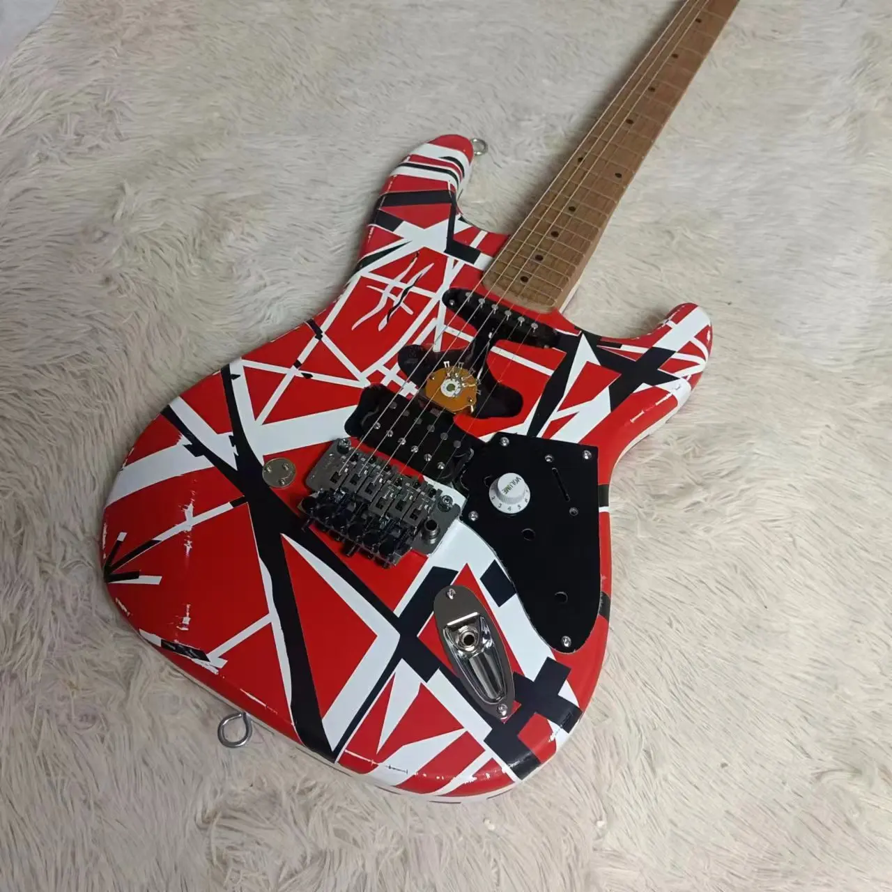 Eddie OEM Van Halen Relic High quality electric guitar, E VH,body inset reflective license plate,  in stock, fast shipping