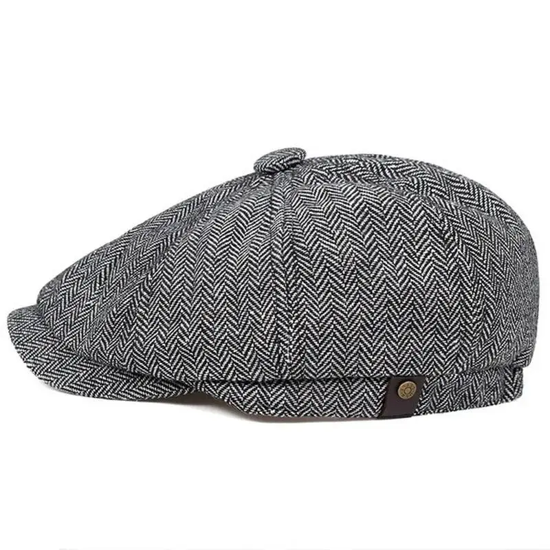 Men Cotton Octagonal Newsboy Cap Vintage Flat Top Driving Hat Casual Beret Spring Autumn Fashion Headwear Accessories For Travel