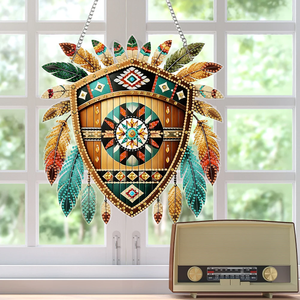 

Special Shape Shield Rhinestone Diamond Art Pendants Diamond Painting Ornaments Diamond Painting Hanging Pendant for Wall Window