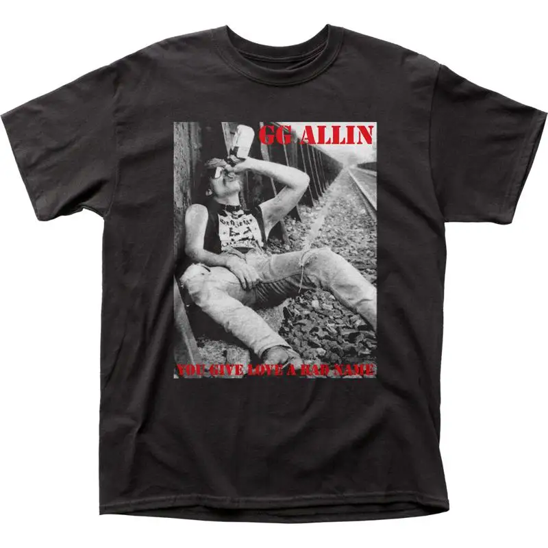 GG Allin You Give Love a Bad Name T Shirt Mens Licensed Rock N Roll Band Black
