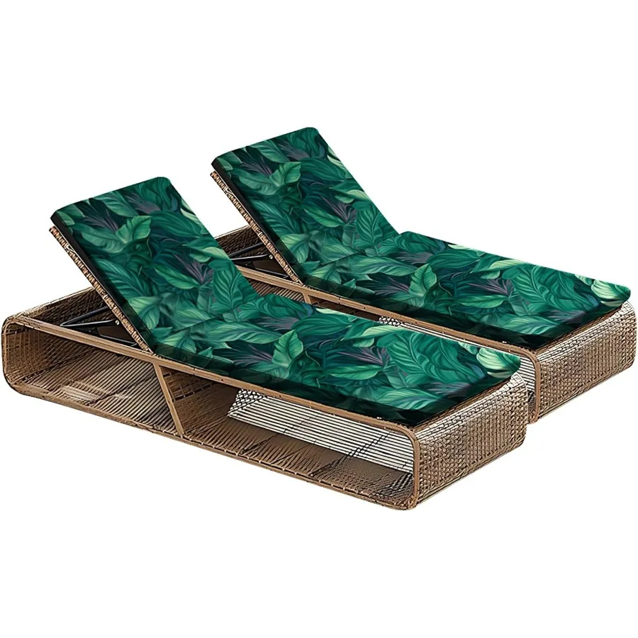Funda para tumbona de piscina Funda para silla de playa - Paquete de 2 - Fundas para tumbonas de fácil limpieza para piscina al aire libre y sillas de playa Hoja verde (verde L