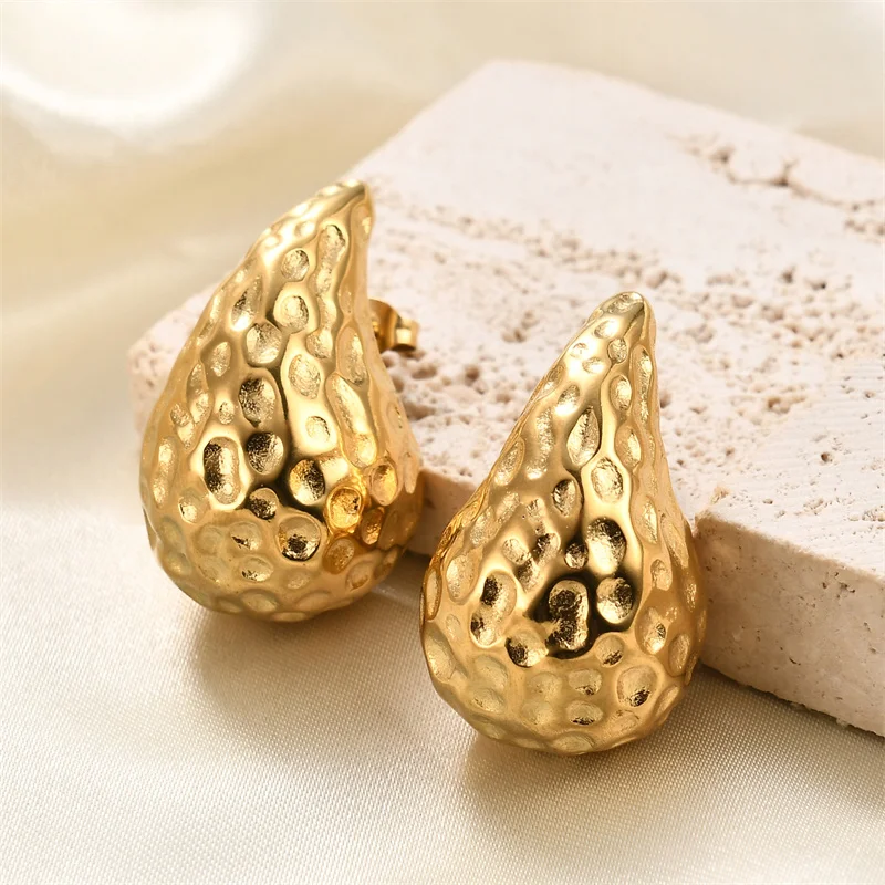 Vintage Gold Color Plated Exaggeration Irregular Personalised Water Drop Stud Earrings Boutique Jewelry Gifts Wholesale