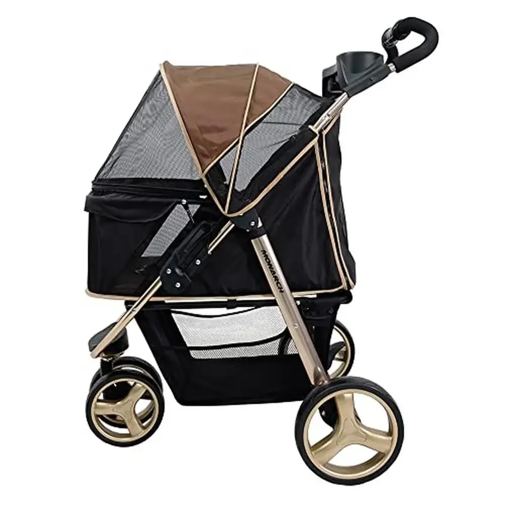 Foldable Pet Stroller Medium and Small Dogs and Pets Lightweight Aluminum Frame with Ventilated Mesh Storage Area and 360-Degree