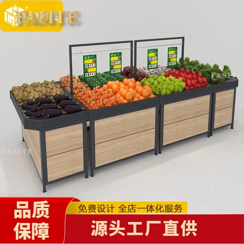 For Supermarket Stainless Steel Fruit and Vegetable Display Shelf Commercial Fresh Produce Double Layer Rack Durable Storage