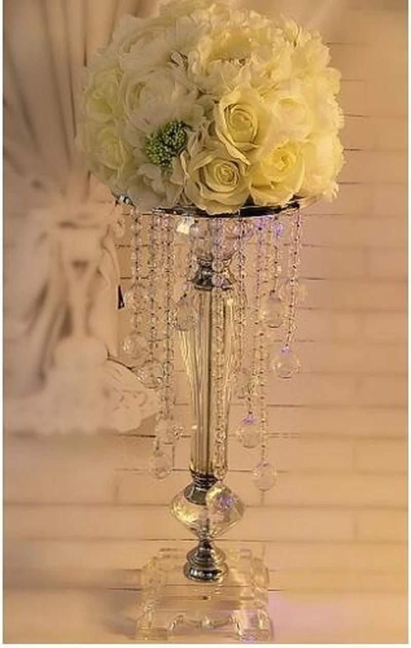 

Free Shipping 10pcs/lot crystal wedding centerpiece/table flower vase/45cm tall