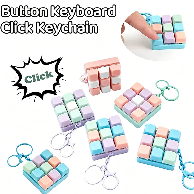 Juguete Sensorial Color Macaron, Juguete de Presión de 9 Teclas, Llavero de Teclado para Aliviar el Estrés, Juguete Antiestrés para Niños y Niñas