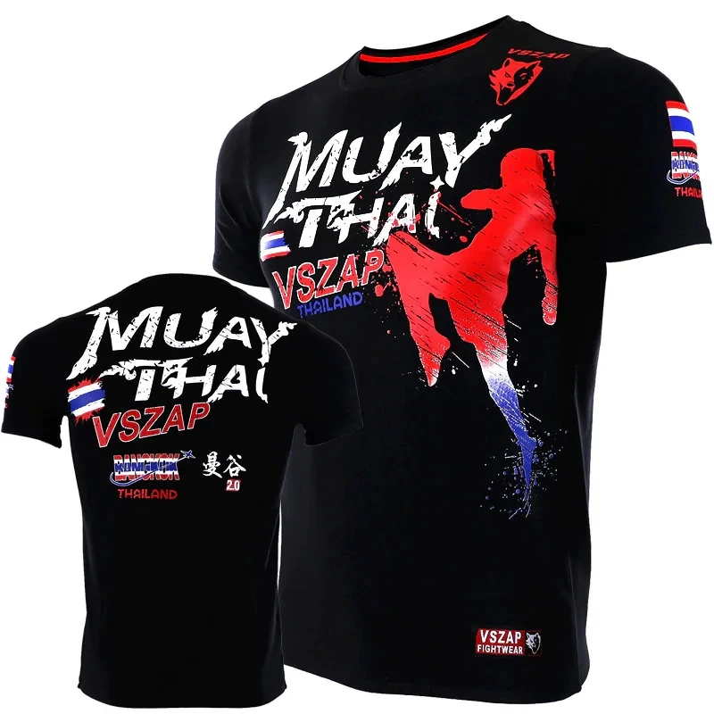 Men\'s Muay Thai T Shirt Sports Running T Shirt Men\'s Gym Fitness MMA Training Shirts Dry Fit Sportswear Boxing Quick Dry