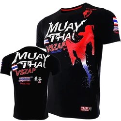 Men's Muay Thai T Shirt Sports Running T Shirt Men's Gym Fitness MMA Training Shirts Dry Fit Sportswear Boxing Quick Dry