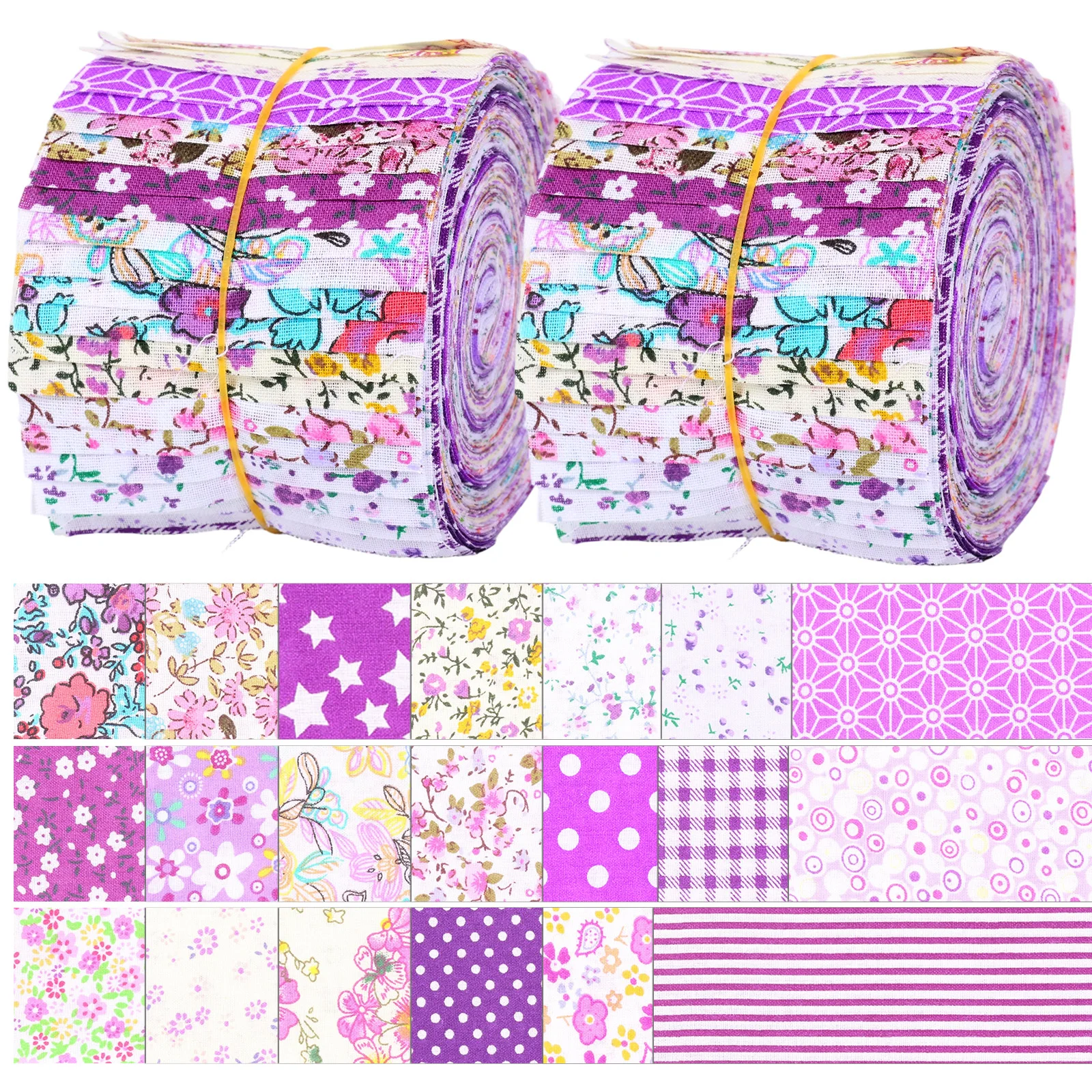 80 Stück Jelly Roll Stoff 2,5x19,7 Zoll Baumwoll-Quiltstoff Vintage Blumenmuster Nähzubehör für Quilten Nähen Taschenherstellung