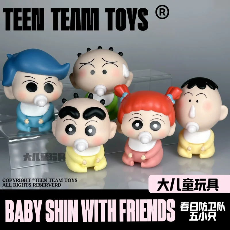 New Crayon Shin-Chan Pacifier Baby Series Spring Defense Team Five Mini Figurines Desktop Decor Toys