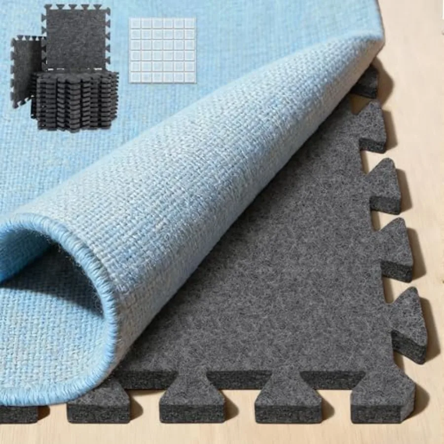 

Soundproof Interlocking Rug Pad 11x 11 x 0.32 Inch Non Slip Rug Pads High Density Noise Reduction Puzzle Felt Carpet Padding Ru