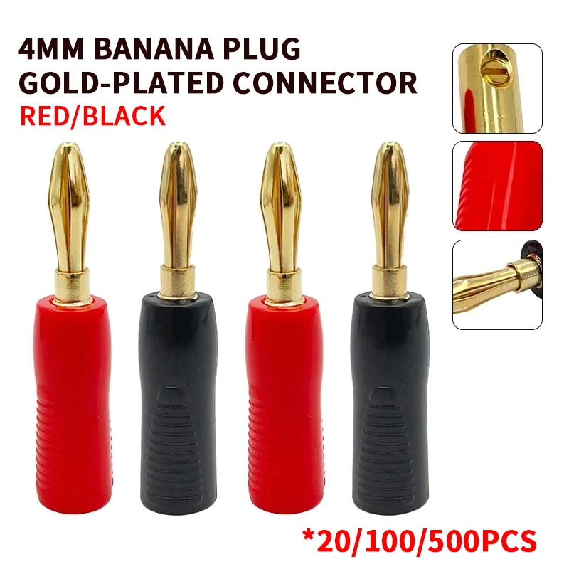 20Pcs Gold-Plated Fever Audio Speaker Speaker Cable 4mm Banana Plug Banana Head Pure Copper Banana Plug Free Of Welding Head