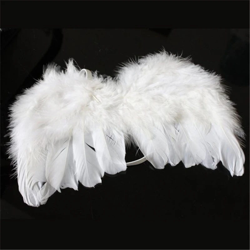 1 Set Lovely Baby Kids White Feather Angel Wings with Headband Headwear for Infant Newborn Birthday Party Costume Photo Prop