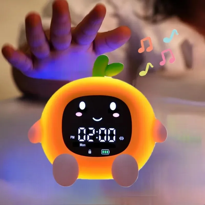 

Fruit-Shape LED USB Charging Alarm Clock for Kids Cute Touch Night Light Sleep Training Clock for Toddler's Bedroom