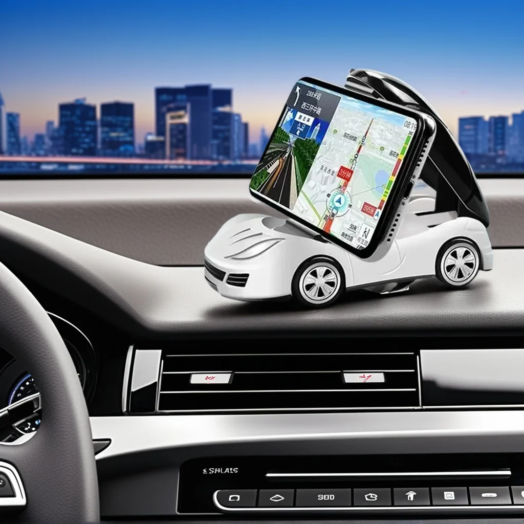 360° Rotating Creative Car Shaped Phone Holder Ornament Compatible iPhone 15 14 Samsung S22 Universal Vehicle Dashboard Mount