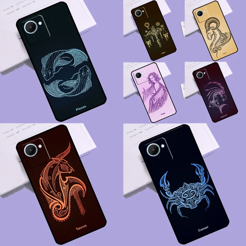 Zodiac Sign Funda For Realme C53 C55 C35 C33 C31 C30 C25s C21Y C11 GT Neo 5 3T 2T 9 10 11 Pro Plus Case