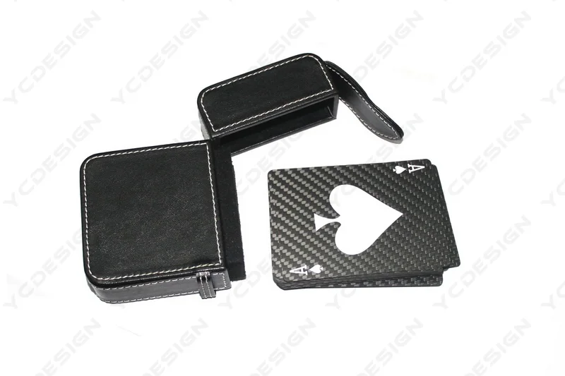 Dry Carbon Fiber GEMINI DEGISN Poker Cards Set with Leather Case,Premium Real DCF Card Box with Leather