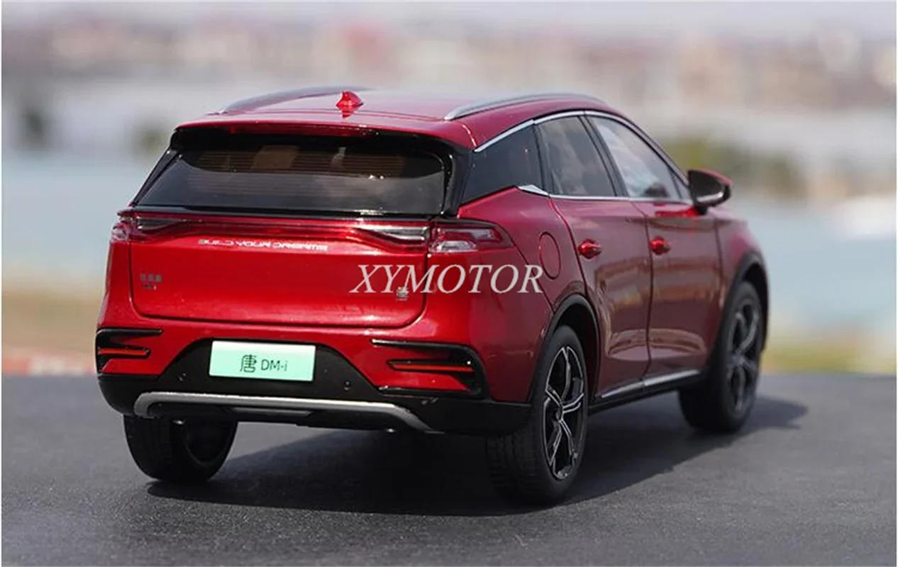 1/18 для BYD Tang DM-i 2021, электромобиль, металлическая литая под давлением металлическая модель автомобиля, детские игрушки, подарки для хобби, красные украшения, дисплей