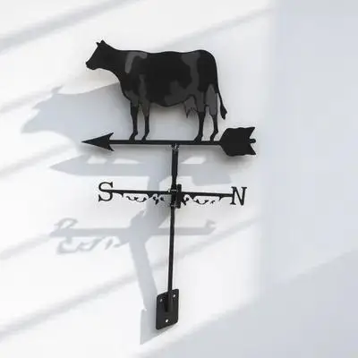 1 مجموعة ثلاثية الأبعاد البقرة الحديد Weathervane ريشة الطقس ل فناء ساحة مؤشر اتجاه الرياح ديكور معدني Weathervane #1