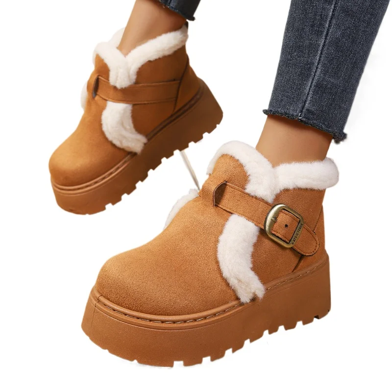 2026 Women Fashionable Winter New Round Toe Thick Sole Comfortable Casual Snow Boots Hot Selling Warm Walking Boots Size 36-42
