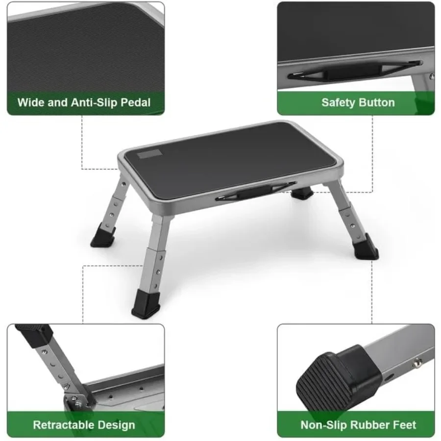 سلم مقعد قابل للطي للبالغين والأطفال، سعة 330 رطل غير قابل للانزلاق للاستخدام في المطبخ وغرفة النوم والمكتب، مقعد بارتفاع قابل للتعديل