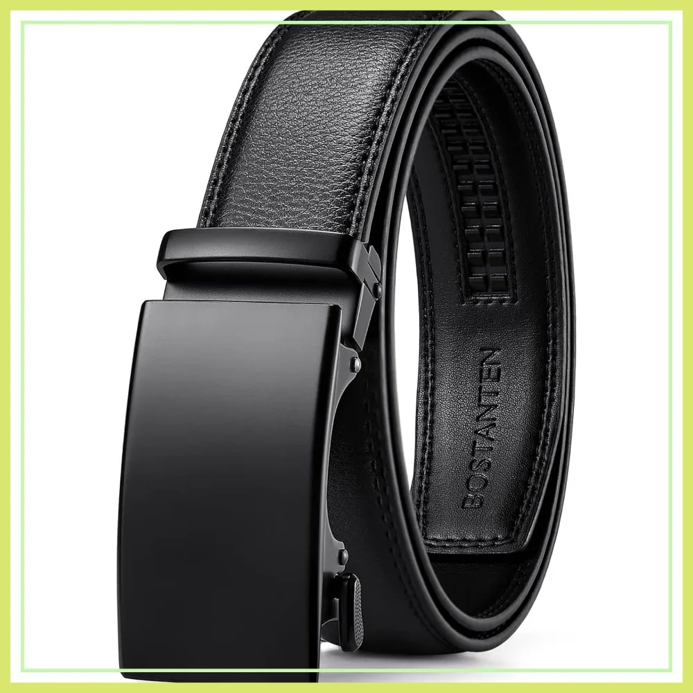 

Men's Leather Ratchet Belt, Adjustable Buckle, Trim to Fit Dress & Casual