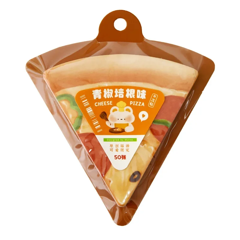 50pcs Cute Gourmet Pizza Note Material Sticker Memo Pad  Kawaii Stationery  Memo Pad  Sticky Notes