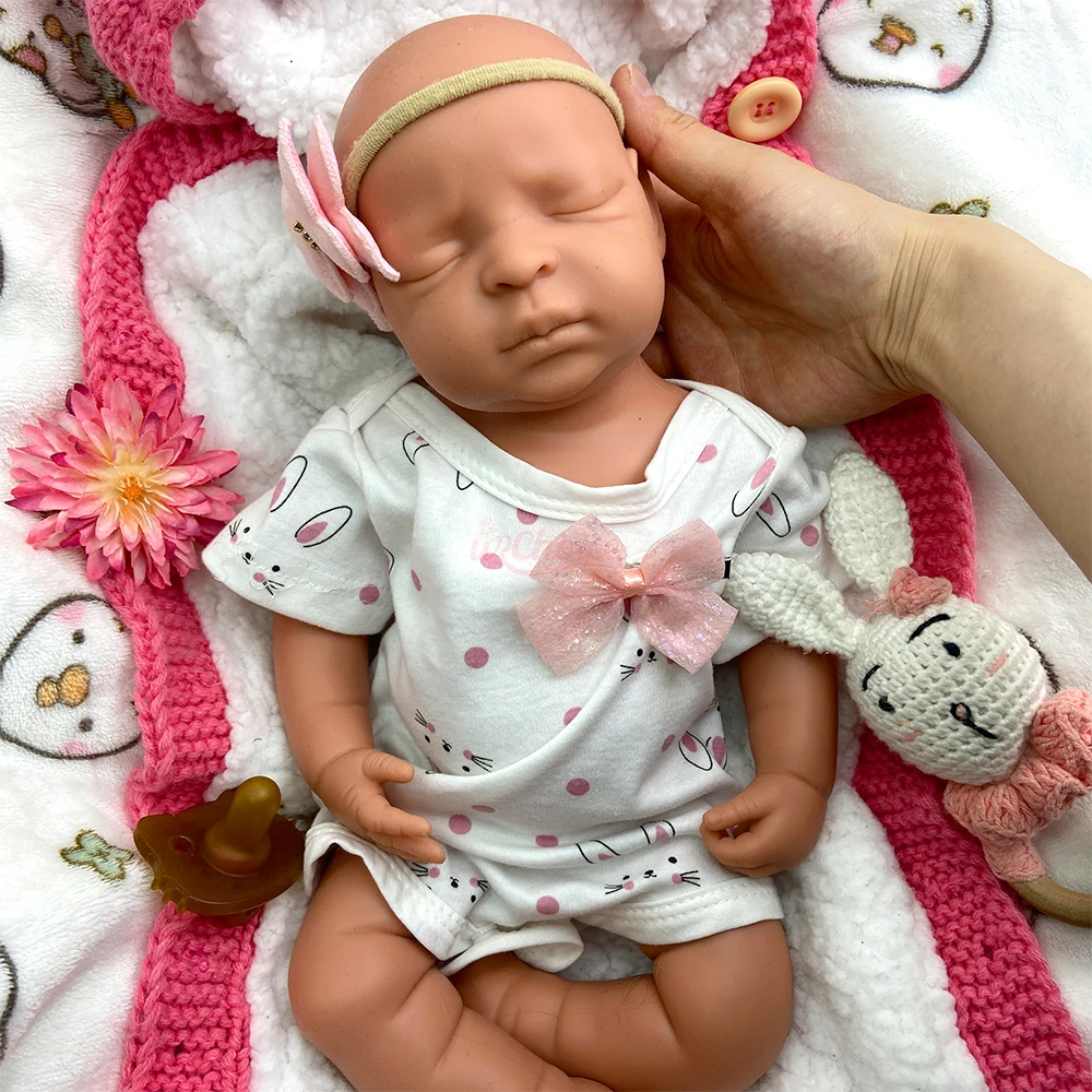 45cm Full Silicone Weighted Reborn Doll Realistic Newborn Girl Soft Skin Therapy Doll for Grief Support Dementia Care Gift