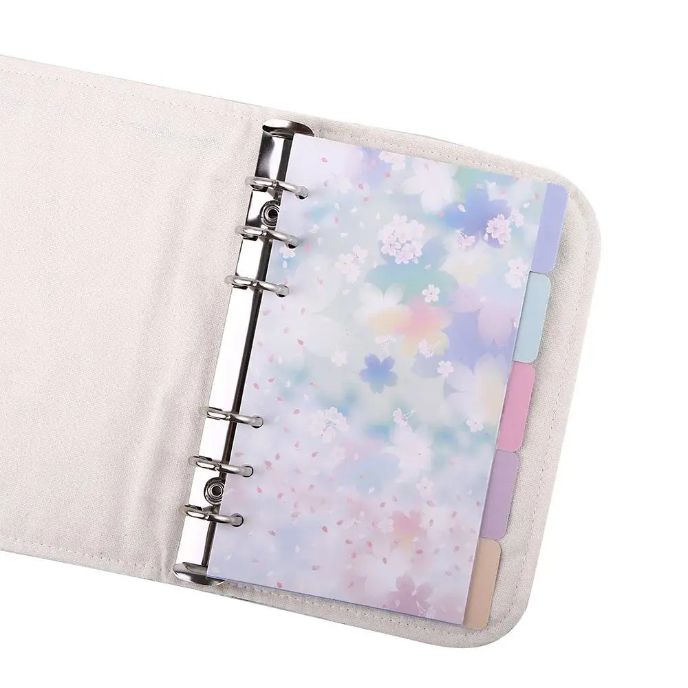 Tab 6-Ring Binder Loose Leaf Binders Notebook Divider Index Binder Index Page Cherry Blossoms Style Loose Leaf Separator Page.