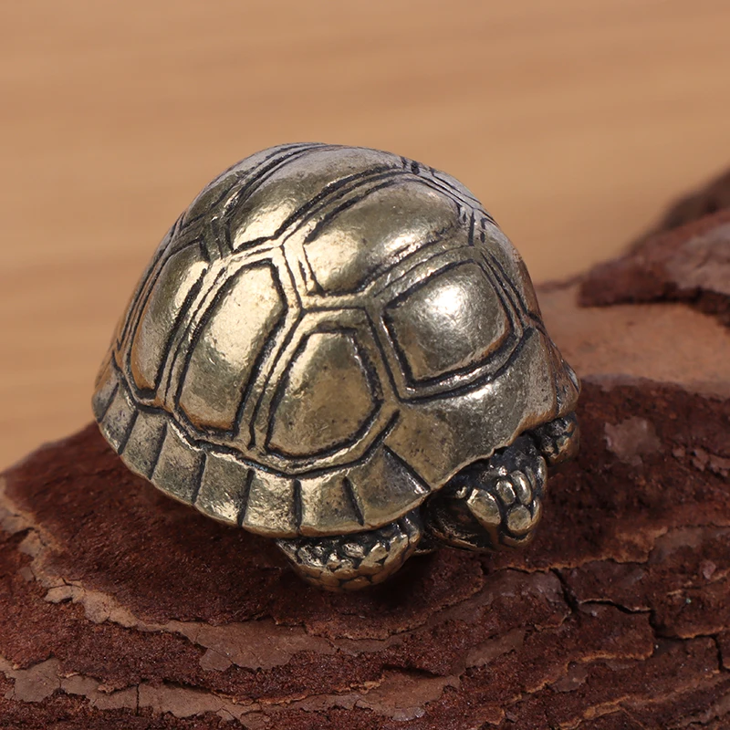 Cute Heavy Ball Shape Turtle Miniatures Figurines Antique Metal Brass Animal Tortoise Small Statue Home Table Tea Pet Ornament