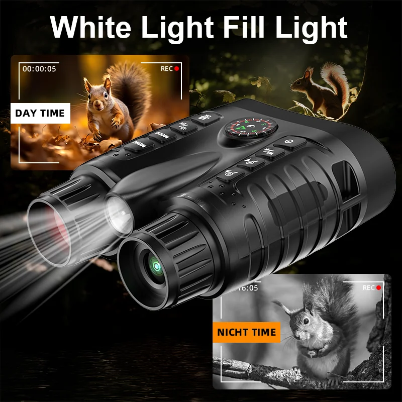 Night Vision Binoculars with Laser Ranging GVDA 4K Hunting Binoculars 8X Zoom Day & Night Infrared Goggles For Outdoor Hunting