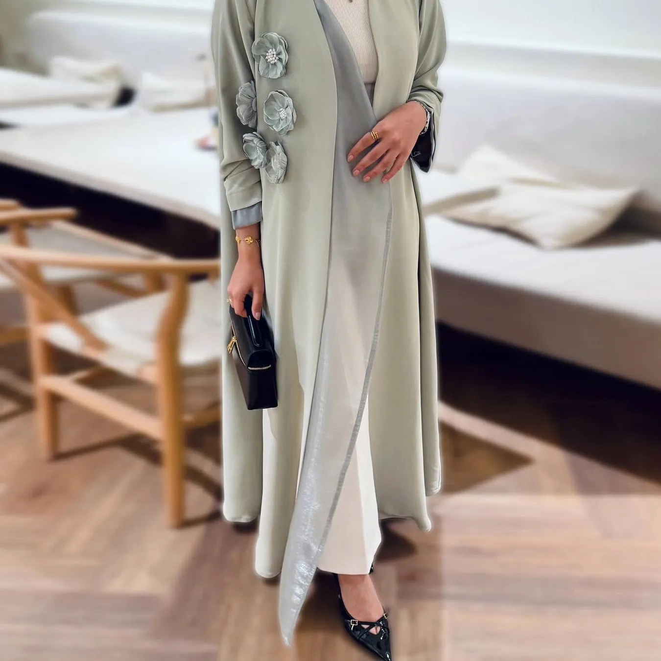 Eid Abayas pour femmes fleur Kimono Cardigan Robe musulmane dubaï ouvert Abaya turquie caftan Kebaya Islam Jalabiya Femme Robe Robe