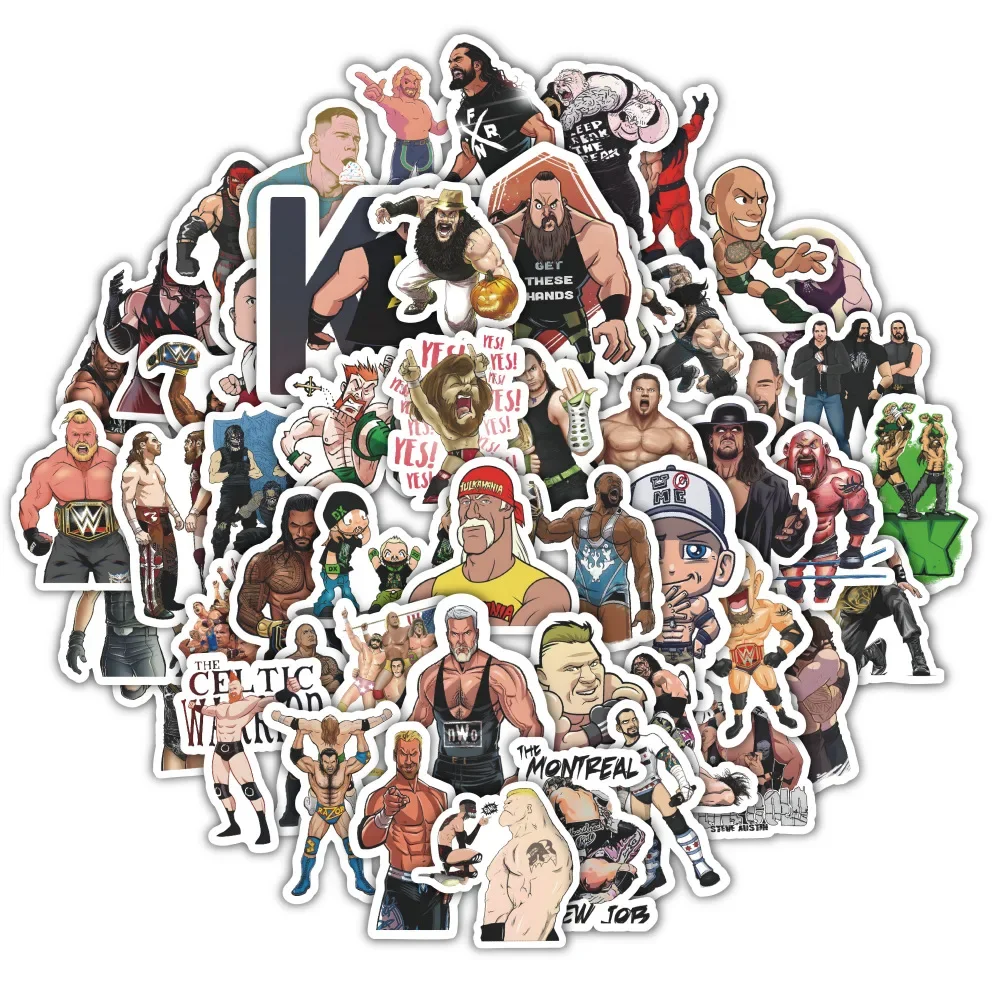 10/60 قطعة WWE القرطاسية ملصق المصارعة الكرتون الكتابة على الجدران ميمي ملصقات سيارة محمول على ظهره ملصق المنزل مقاوم للماء اللعب الكلاسيكية