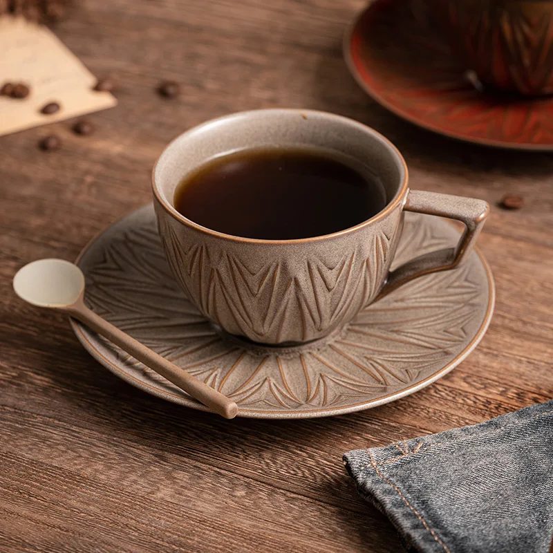 Vintage Coffee Mug Ceramic Exquisite Mug Commercial High Color Value Latte Cup Afternoon Tea Cup and Saucer