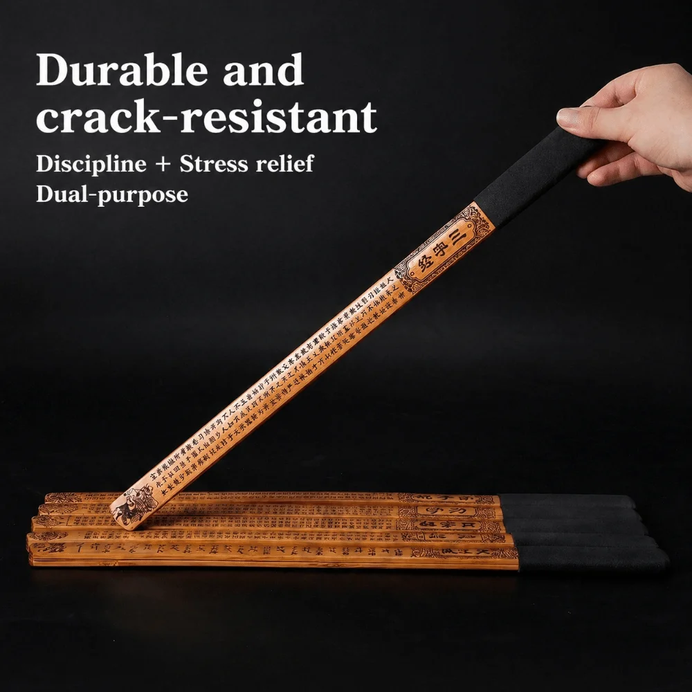 Double Layer Design Bamboo Teaching Ruler with Chinese Classics Engraving Chinese Traditional Bamboo Teaching Stick