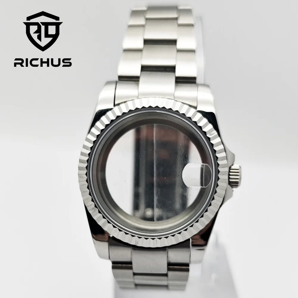RICHUS NH35 Case 36mm 39mm Watch Case With Brushed Strap Sapphire Glass Fit NH34 NH35 NH36 ETA2824 PT5000 Movement