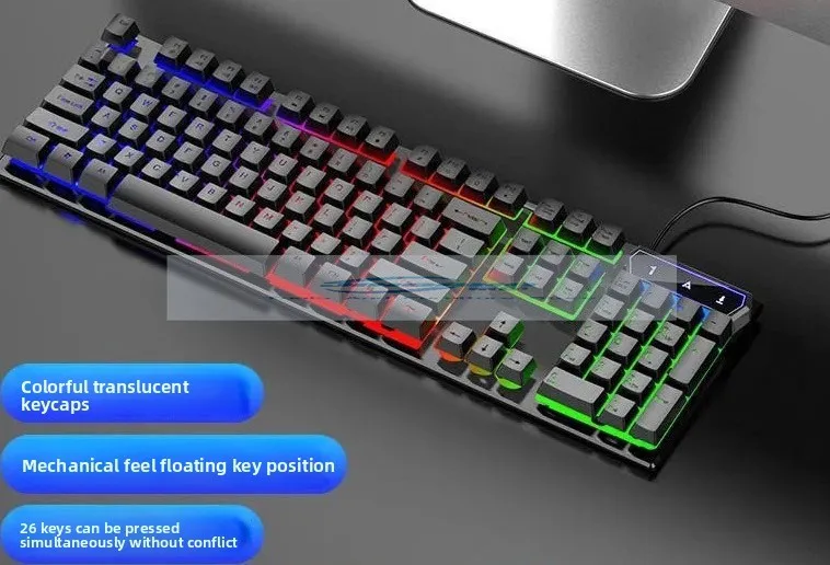 eスポーツゲーム用ジョイントキーボードとマウスセット-レインボー発光104キーq305s有線キーボードとマウスメカニカルセット