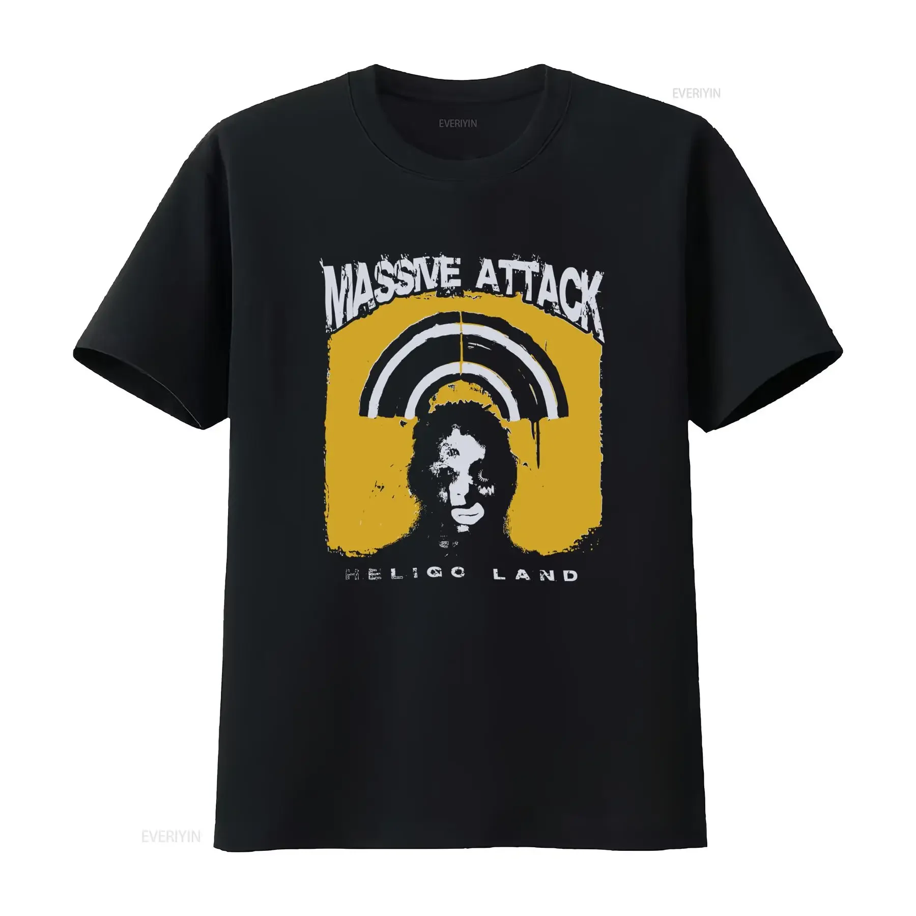 Massive Attack Band 2010 Tour Cotton T Shirt Black All Sizes Vintage Style Print vintage Washed Breathable Soft homme Versatile